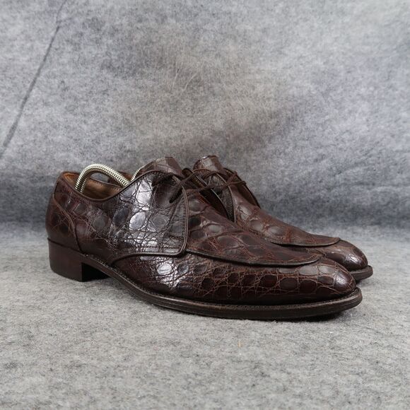 Kow Hoo Shoes Mens 45 Oxfords Exotic Leather Classic Goodyear Welt Handcrafted - Picture 1 of 16
